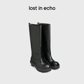 lost in echo2024秋季新款翘圆头积木跟厚底高筒长筒靴子骑士靴女