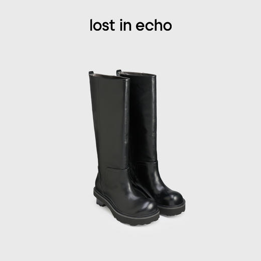 lost in echo2024秋季新款翘圆头积木跟厚底高筒长筒靴子骑士靴女 商品图0