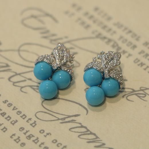 Perperle 葡萄造型人造绿松耳环耳坠 商品图0