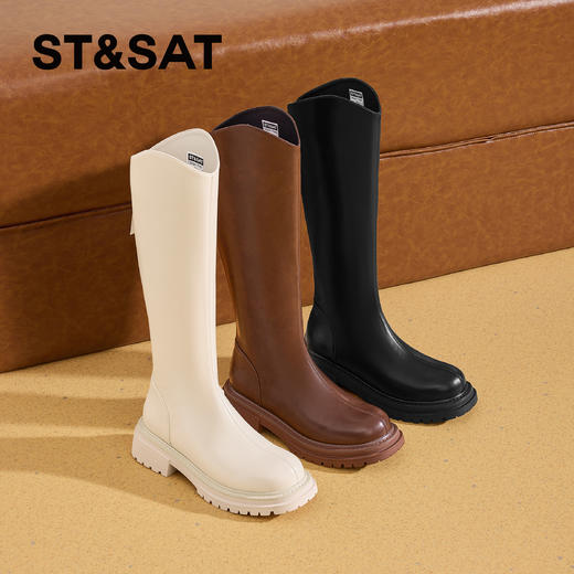 星期六复古高筒不过膝骑士靴SS34117H61 商品图1