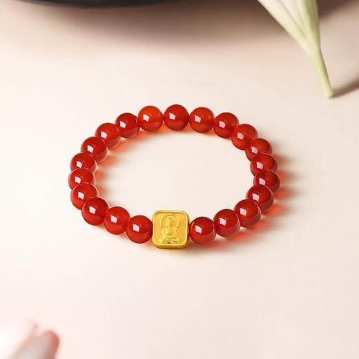 周六福黄金手串男女5d硬金定价九华山联名鸿运玛瑙足金祥和之光 商品图2