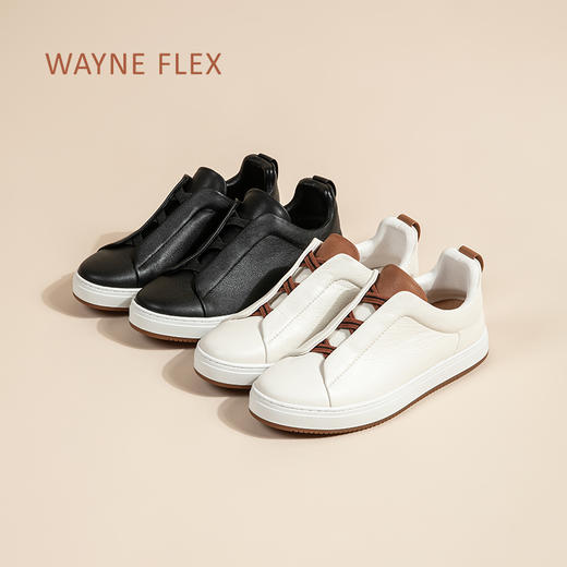 【男女同款】Wayne韦恩呼吸鹿皮舒适拼色小白鞋WF3099 商品图0
