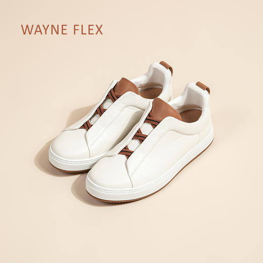 【男女同款】Wayne韦恩呼吸鹿皮舒适拼色小白鞋WF3099 商品图3