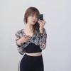 跃牌【禅语梵心】蕾丝假两件运动T恤女长袖带胸垫瑜珈服网纱上衣CX2977 商品缩略图1