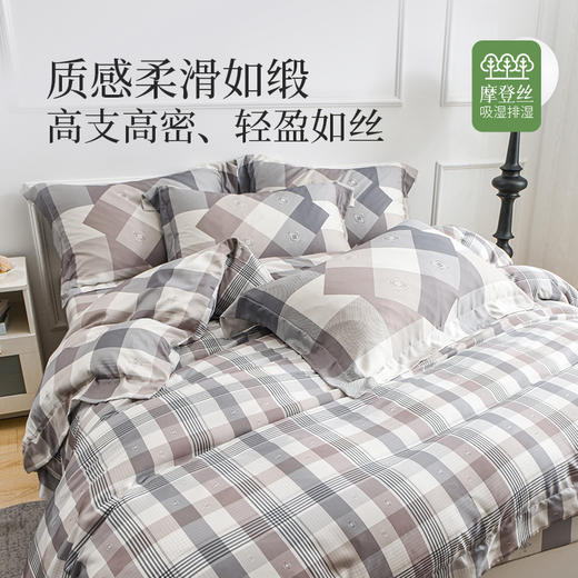 雅芳婷新款60S摩登丝床笠款四件套专柜同款高级轻奢真丝被套套件 商品图1