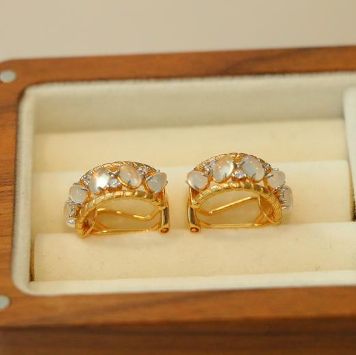 Perperle 设计感天然宝石点缀耳环 可搭新中式 925银 锆石&天山翠玉 商品图2