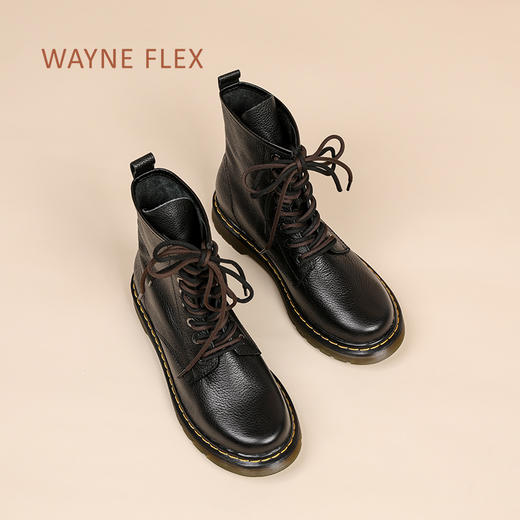 Wayne Flex韦恩经典圆头马丁靴短靴系带高帮百搭女靴WF6247 商品图3