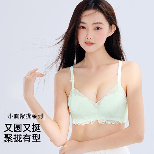 【小胸聚拢】熳洁儿 仙美花卉蕾丝内衣女聚拢上托侧收不空杯无钢圈24261535 商品图8