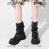 ZHR则则时尚堆堆靴西部小短靴2024新款秋冬百搭女靴ins加绒马丁靴 商品缩略图5