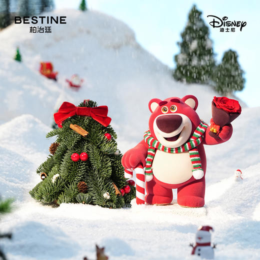 VBEINGS花语 『奇幻冬日』圣诞礼物迪士尼草莓熊花束永生花礼盒玫瑰花摆件生日礼物 商品图4