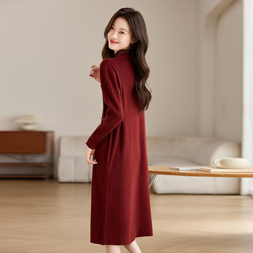 CC-J6611配大衣针织连衣裙女秋冬宽松大码胖MM内搭中长款打底毛衣裙 商品图3