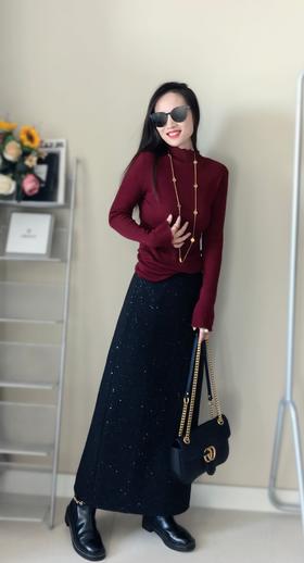 大气知性星光璀璨毛呢厚加绒羊毛半裙