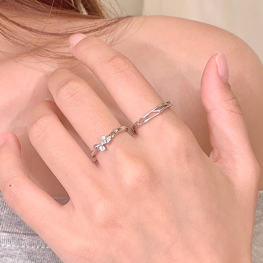 卡蒂罗KADER 相思乔木情侣对戒 连理枝镂空输液刻调节磨砂纹理 999足银 戒指  节日礼物  送女友 商品图9