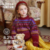 LittleNaive女童秋冬毛衣复古宽松费尔岛线衣儿童套头圆领针织衫 商品缩略图0