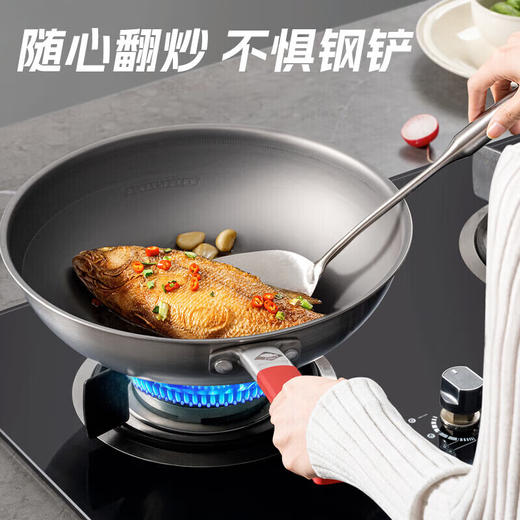 康巴赫纯钛不粘炒锅0涂层炒菜锅第三代316L不锈钢电磁炉燃气灶KGO-C32T  JQR 商品图3