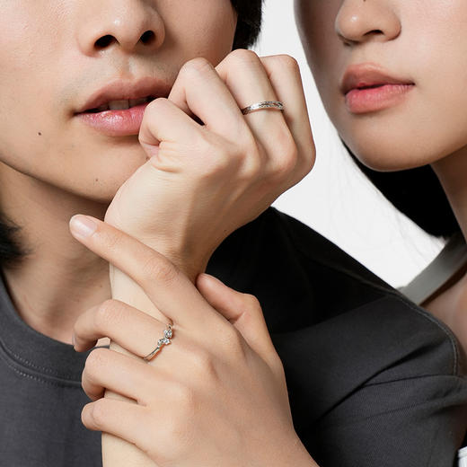 卡蒂罗KADER 相思乔木情侣对戒 连理枝镂空输液刻调节磨砂纹理 999足银 戒指  节日礼物  送女友 商品图5