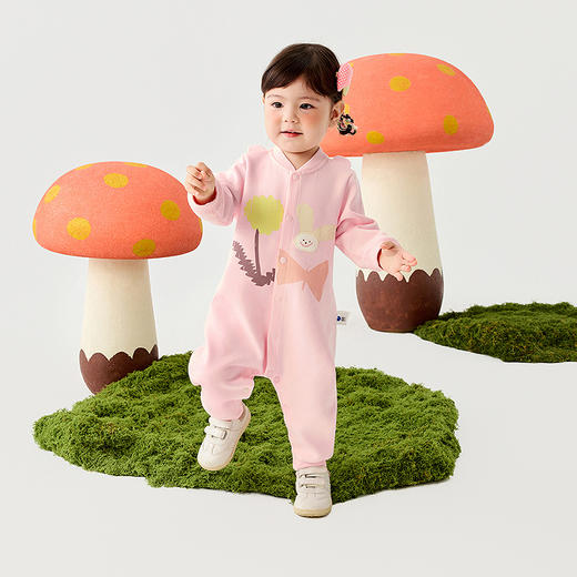 迷你巴拉外出连体衣男女童宝宝萌趣棒球领爬服哈衣2025春新品 商品图2