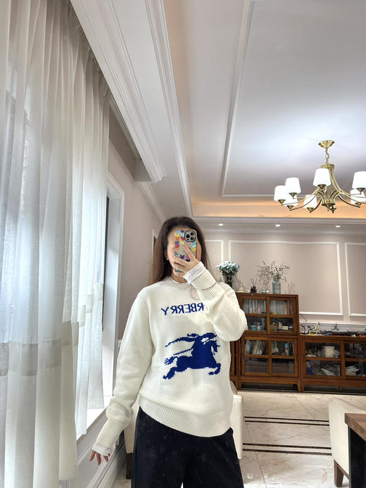 1017-3 独家圆正 25新色 BBR徽标字母骑士战马 羊毛羊绒 女士圆领套头衫 商品图2