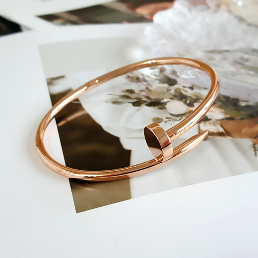 【定制】AU750玫瑰金时尚经典定制款钉子造型手镯20号中性款现售价：24800！150125LV01 商品图4