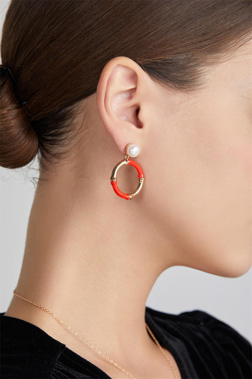 pearl moments珍刻   HOOPS 竹节复古珍耳环 商品图3
