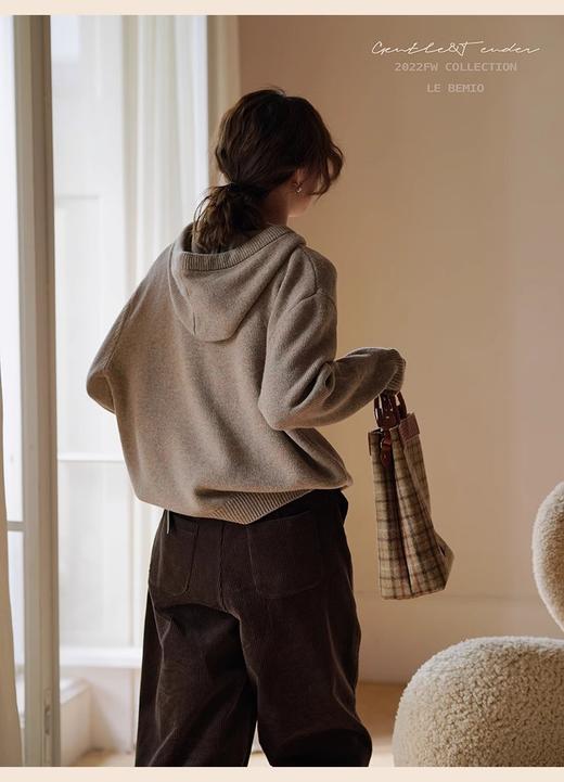  轻复古慵懒宽松针织连帽卫衣毛衣 商品图6