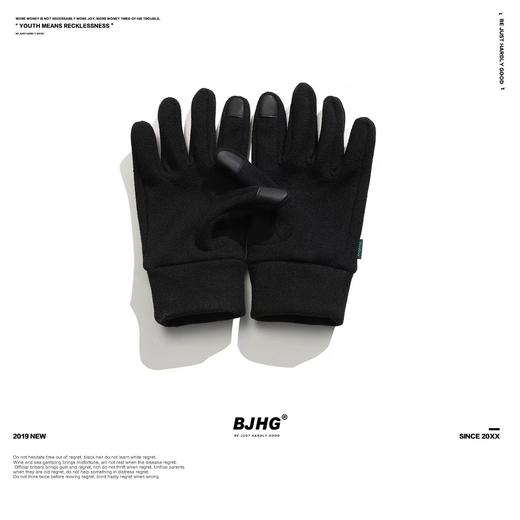 BJHG反光摇粒绒手套男士秋冬新款触屏保暖防风反毛骑行摩托车手套 商品图0