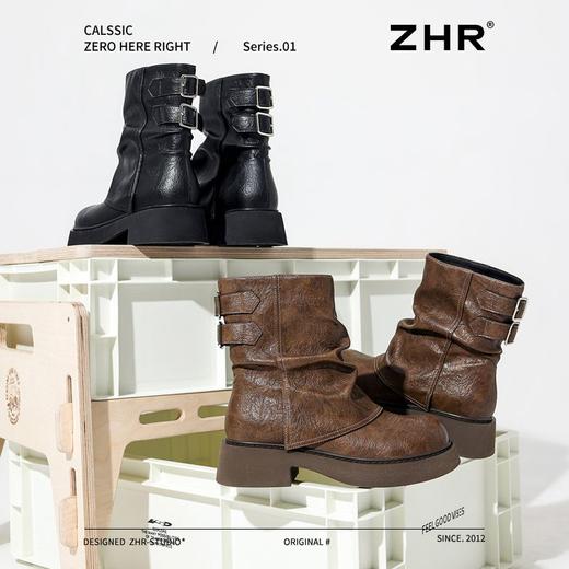 ZHR则则时尚堆堆靴西部小短靴2024新款秋冬百搭女靴ins加绒马丁靴 商品图9