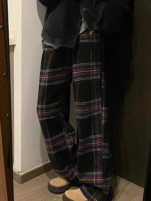 <曾小咸推荐> 韩版毛呢格子直筒裤 不加绒日常159/件 活动价99.9！！  加绒日常169 活动价109.99/件！！ 商品图2