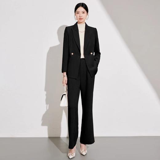 IWY/复古黑西装外套职业通勤套裤女秋冬新款主持人正装简约风职业装搭阔腿裤两件套24CP038 商品图1