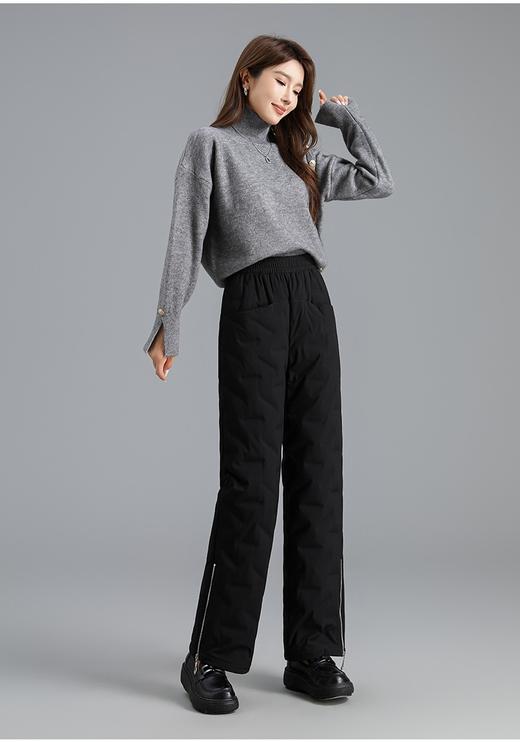 482898时尚高腰长直筒羽绒裤，裤脚拉链可打开，裤脚大小可变化 商品图6