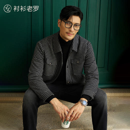 【星耀五号】时尚减龄绵羊毛千鸟格翻领夹克外套249X0J521N 商品图2