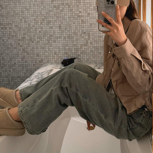 【顺丰包邮】41246 洛诗琳秋冬新款复古蓝锥形阔腿牛仔裤女58265 商品图2