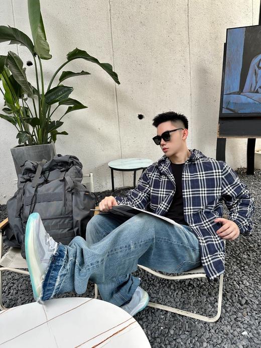 巴家 新款配色 蓝白格纹夹克外套（JN） 商品图1