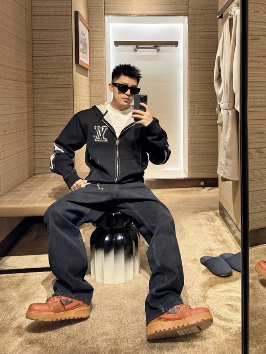 驴家 黑棋盘牛仔直筒长裤（JN） 商品图3