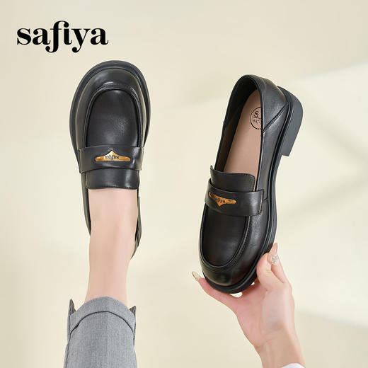 Safiya/索菲娅2025春英伦学院风软底羊皮一脚蹬复古JK小皮鞋SFD1112086 商品图2