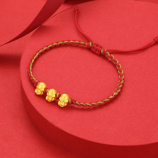 【平安喜乐 祥瑞圆满】六鑫珠宝 黄金999足金五福蛇·手链 商品图1