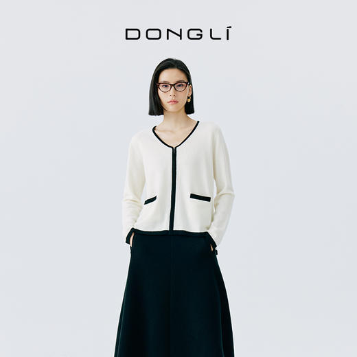 东黎 • 山羊绒女士撞色开衫 4630 商品图0