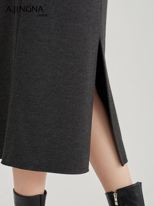 【浪漫气质】阿菁娜法式优雅轻奢羊驼毛直筒半身裙F29D213030 商品图4