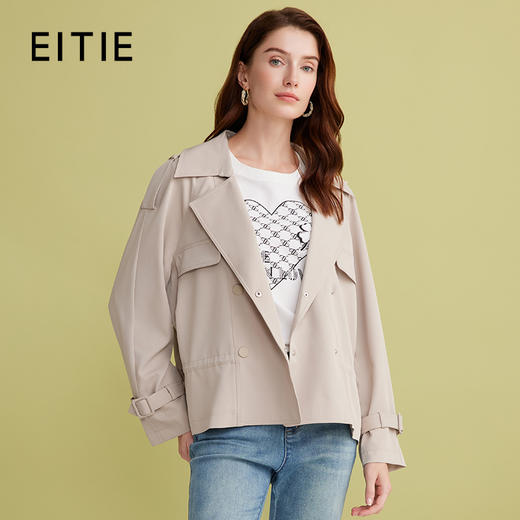 EITIE爱特爱春季新款修身气质风衣短款纯色外套7704403 商品图0
