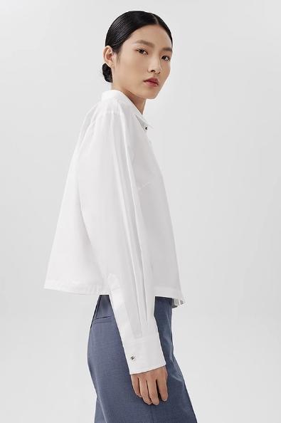 朗姿纯棉白衬衫长袖短款通勤LAEK04WBL144W11 商品图3