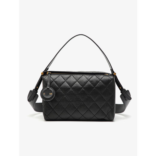 【达芙妮】小香风时尚菱格单肩斜跨枕头包DFN10194黑色 商品图1