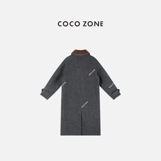 COCO ZONE 绵羊毛马海毛混纺牛角扣长款毛呢外套CC2D2658 商品图1