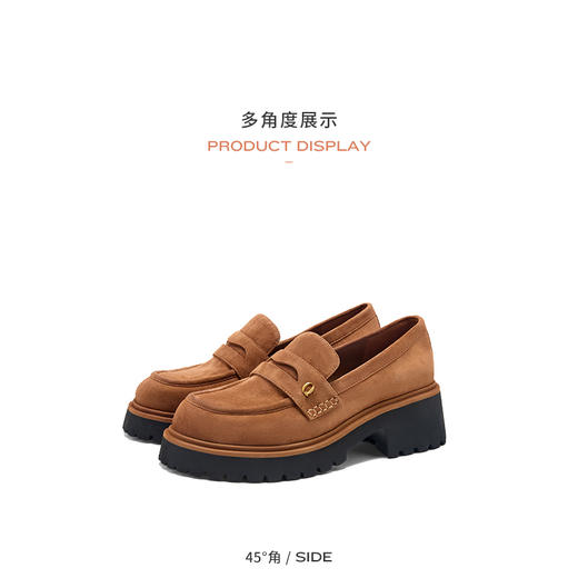 棕履」乐福鞋Talitaqoom2新款粗跟百搭羊皮雅丹风单鞋女483T20414 商品图2