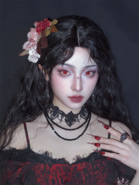 NKMAXCON 日抛两片装COS美瞳  赤羽幽瞳 直径14.5mm 红色