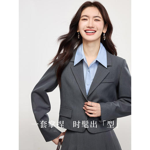 【 1件75折】熙世界25春季新款职场教资正装休闲西装半身裙西服外套两件套装 商品图1