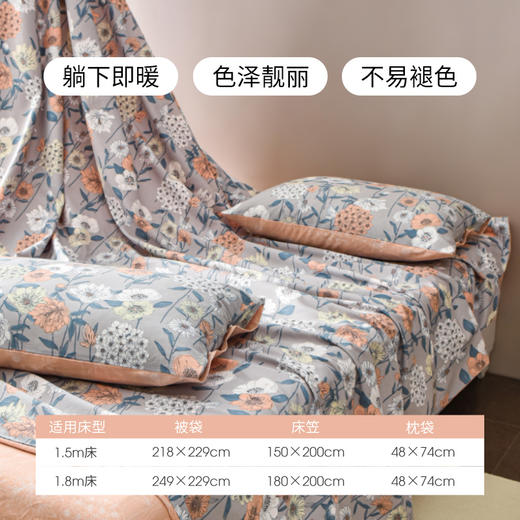 2024年秋冬新款雅芳婷床笠款磨毛四件套田园花卉AB面被套纯棉套件 商品图3