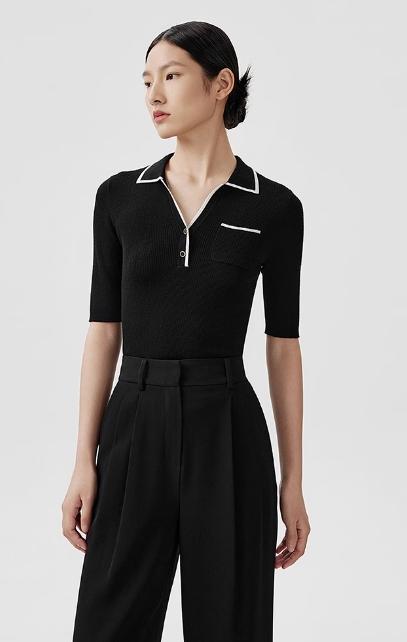 M3L2朗姿撞色羊毛polo衫简约气质针织衫LCEK00KPR493B11 商品图2