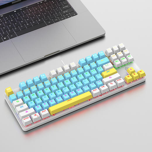 【电竞机械键盘，竞技游戏办公通用~】新款k919有线机械键盘 多拼色混光87键 青轴电竞游戏 办公笔记本键盘-QQ 商品图8
