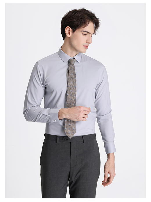 callisto灰色聚酯纤维混纺长袖衬衫 商品图2