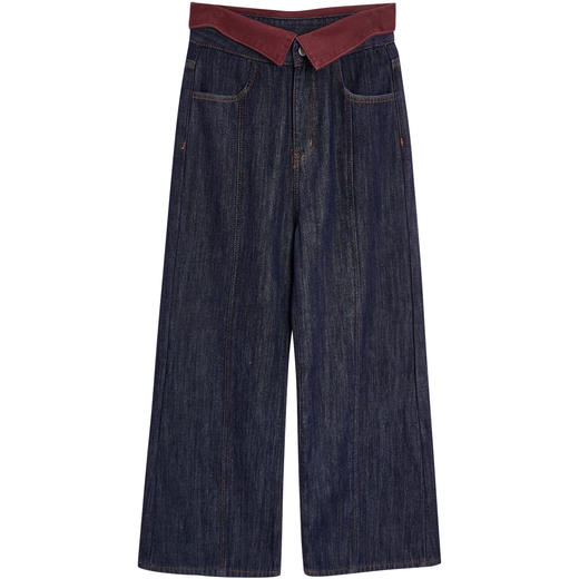 IEF/爱依服2025 冬季 时尚垂感撞色设计百搭牛仔显瘦阔腿裤DZ40399 商品图4